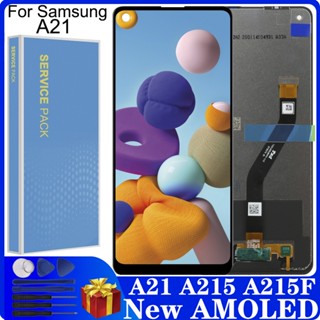 หน้าจอสัมผัสดิจิทัล LCD 6.5 นิ้ว A21 พร้อมกรอบ สําหรับ Samsung Galaxy A21 A215 A215U A21 A215