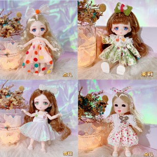 ตุ๊กตาอนิเมะ Bjd 1/8 13 ข้อต่อ 3D ขนาด 16 ซม. พร้อมเสื้อผ้า DIY ของเล่นสําหรับเด็กผู้หญิง