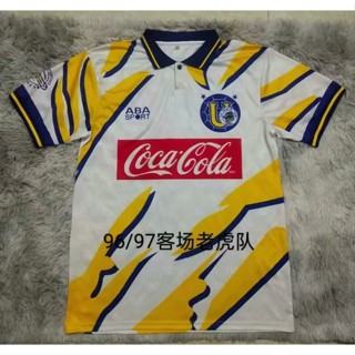 เสื้อกีฬาแขนสั้น ลายทีมชาติฟุตบอล Tigers Away 96-97 Tigers AAA แห้งเร็ว สไตล์วินเทจ สําหรับผู้ชาย ไซซ์ S-XXL