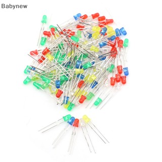 &lt;Babynew&gt; ไดโอดเปล่งแสง LED 20mA 2Pin 3 มม. สีแดง เขียว ขาว ฟ้า เหลือง 100 ชิ้น ต่อชุด