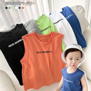 พร้อมส่ง เสื้อยืดแขนกุด พิมพ์ลายการ์ตูน สไตล์เกาหลี แฟชั่นฤดูร้อน สําหรับเด็กผู้ชาย และเด็กผู้หญิง