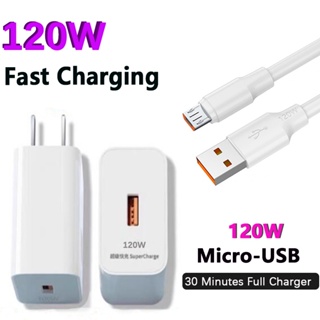 สายชาร์จโทรศัพท์มือถือ 120W Android Micro 6A USB แบบหนาพิเศษ ชาร์จเร็ว สําหรับ Xiaomi Samsung Android Phones