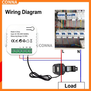 Tuya Smart Life เครื่องวัดพลังงาน WiFi 80A พร้อมหม้อแปลงไฟฟ้า KWh 100-240V 50 60Hz