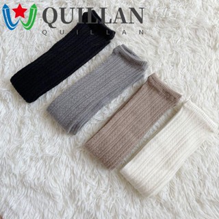 Quillan ถุงเท้ายาวถึงเข่า อะคริลิคไฟเบอร์ ลายทาง สีพื้น แฟชั่น สําหรับผู้หญิง