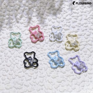 Flospring อุปกรณ์ตกแต่งเล็บ เอฟเฟกต์ภาพ 3D ขอบกว้าง ลายการ์ตูนหมี หลากสีสัน สําหรับตกแต่งเล็บ DIY 2 ชิ้น