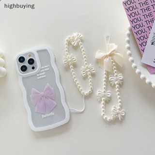 [highbuying] สายคล้องโทรศัพท์มือถือ ประดับลูกปัดไข่มุก แบบพกพา สําหรับผู้หญิง พร้อมส่ง