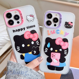 เคสโทรศัพท์มือถือ TPU นิ่ม กันรอยขีดข่วน กันกระแทก กันฝุ่น ลาย Hello Kitty ตลก สําหรับ iPhone 11 14 13 Pro Max 12P