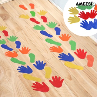 Ameesi ของเล่นมือเท้า PVC ยืดหยุ่น กันลื่น เป็นมิตรกับสิ่งแวดล้อม เพื่อความบันเทิงที่น่าสนใจ ของเล่นฝึกประสาทสัมผัส ฝึกมือ และรอยเท้า กลางแจ้ง 1 คู่