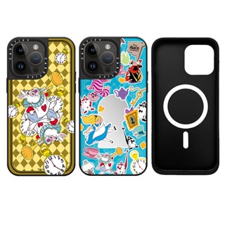 Casetifg เคสโทรศัพท์มือถือ ซิลิโคนแข็ง กันกระแทก ลายการ์ตูนอลิซ อินวันเดอร์แลนด์ พร้อมกล่องชาร์จแม่เหล็ก หรูหรา สําหรับ iPhone 14 12 13 Pro Max