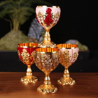 #NICEDAY-Wine Glass Holy/ Grail Aluminum Alloy Fake Antique Vintage Engraving Goblet New