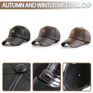 Men Hat Baseball Cap Leather Outing Caps Fashion Casual Adjustable Winter Warm