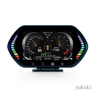 Kiki เครื่องวัดความเร็วดิจิทัล OBDGPS Head Up Display IPS HUD Head Up Display Meter สําหรับรถยนต์