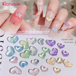 100 Net Red Aurora Magic Size Mixed Spring Color Fine Sparkling Pearlescent Heart-shaped Nail Flat-bottomed Jewelry Drill [TOP]