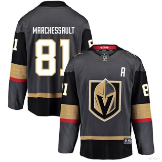 เสื้อยืดแขนยาว ลาย HQ1 NHL Vegas Golden Knights Home Jersey Marchessault No.81 พลัสไซซ์ QH1