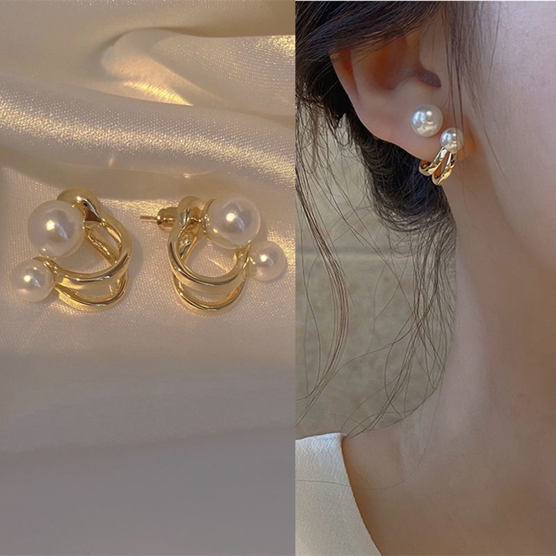 ใหม่ Pearl Stud Earings สําหรับผู้หญิงเจาะบุคลิกภาพออกแบบต่างหูผู้หญิงชุด Hikaw Earings สําหรับเด็กต