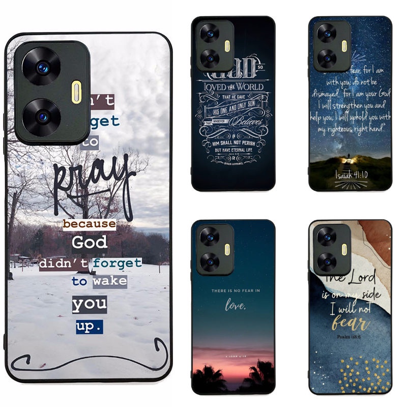 สําหรับRealme C55 Bible Verse 2 เคสโทรศัพท์ฝาครอบป้องกันสีดําความงามน่ารักออกแบบใหม่แฟชั่น