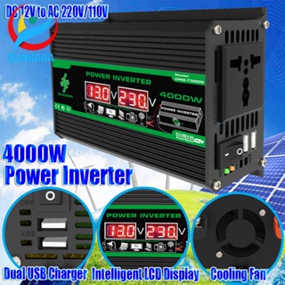 หม้อแปลงแรงดันไฟฟ้า 12V เป็น 220V 110V 4000W หน้าจอ LCD USB คู่ สําหรับรถยนต์