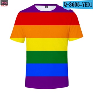 ใหม่ เสื้อยืดลําลอง แขนสั้น คอกลม พิมพ์ลายธง Lgbt สีรุ้ง 3D Lesbian Gay เหมาะกับการเล่นกีฬา แฟชั่นฤดูร้อน ไซซ์