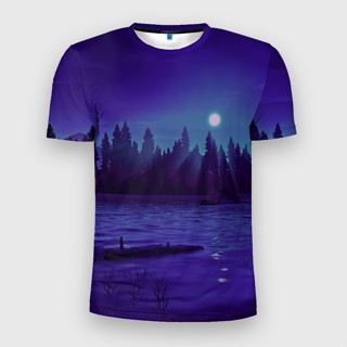 เสื้อยืดผู้ชาย 3D กีฬา "เสื้อยืดผู้ชาย 3D สลิม นาฬิกาฟืนกลางคืน"