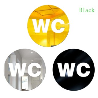 สติกเกอร์ติดผนังห้องน้ํา ลายป้าย WC สีดํา