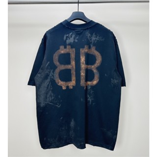 ขายดีที่สุด BA5141456เสื้อยืดแขนสั้น ผ้าฝ้าย พิมพ์ลาย Double B ขนาดใหญ่ สําหรับผู้ชาย และผู้หญิง