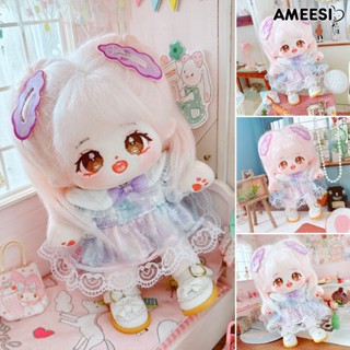 Ameesi กิ๊บติดผม ผ้าฝ้าย แต่งลูกไม้ สีม่วง 20 ซม. 1 ชุด สําหรับตุ๊กตาไอดอล