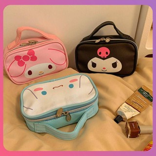 Creative Sanrio Cosmetic Bag Multi-function Cartoon Kt My Melody Kulomi Mini Travel Tote Student Desktop Stationery Storage Toiletries Cosmetic Bag [COD]