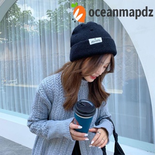 OCEANMAPDZ หมวกบีนนี่ถักโครเชต์ ลําลอง สีพื้น มีรู สไตล์เกาหลี ฮิปฮอป ให้ความอบอุ่น สําหรับผู้ชาย