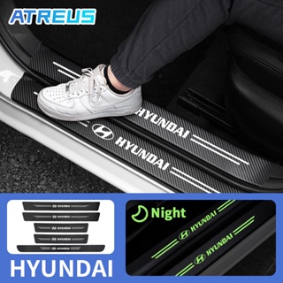 Hyundai สติกเกอร์​ กันรอยชายบันไดรถยนต์ สติกเกอร์คาร์บอนไฟเบอร์เรืองแสง กันน้ำ คุณภาพสูง กันรอยขีดข่วน สำหรับ Hyundai Ioniq 5 Creta Kona H1 Staria