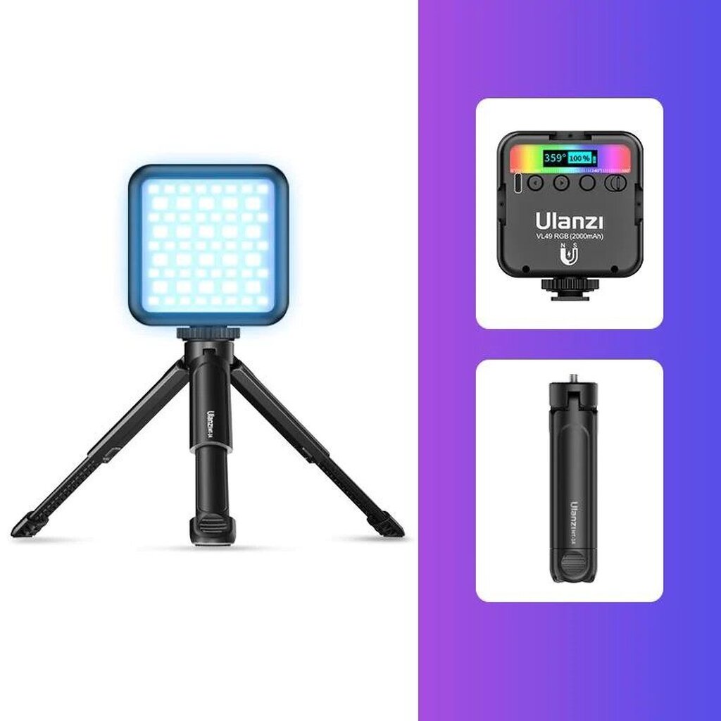 [ประกันศูนย์ไทย 1 ปี] Ulanzi VL49 Mini RGB 360 สี Light Rechargable ไฟสตูดิโอ LED ไฟติดหัวกล้อง ไฟเซลฟี่ ไฟถ่ายสินค้า...