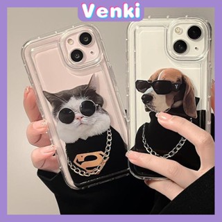 Venki - เข้ากันได้สำหรับ เคส iphone 11 เคสไอโฟน เคสไอโฟน11  เคสโทรศัพท์ใส TPU ถุงลมนิรภัยกันกระแทกกล้องสวมแว่นกันแดด Cool Cat Dog เข้ากันได้กับ iPhone 14 13 Pro Max iPhone 12 XR XS 7 8