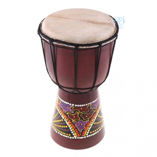 [พร้อมส่ง] กลองไม้แอฟริกัน Djembe แกะสลักด้วยมือ แบบดั้งเดิม ขนาด 6 นิ้ว