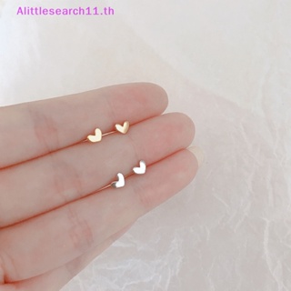 Alittlesearch11 ต่างหูสตั๊ด รูปหัวใจ ขนาดเล็ก สีทอง สีเงิน สไตล์เกาหลี เรียบง่าย 1 คู่