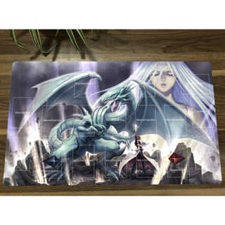 Yugioh Playmat Seto Kaiba Blue-Eyes White Dragon TCG CCG แผ่นรองเมาส์เกมมิ่ง