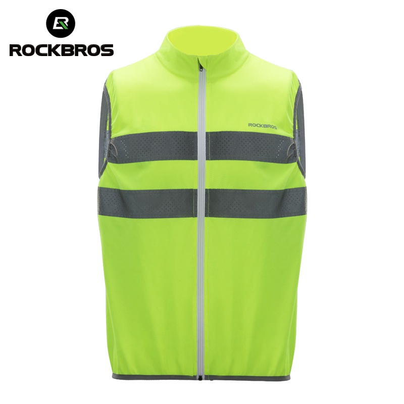 ROCKBROScycling เสื้อกั๊กสะท้อนแสง ระบายอากาศ เพื่อความปลอดภัย สําหรับขี่จักรยานกลางคืน