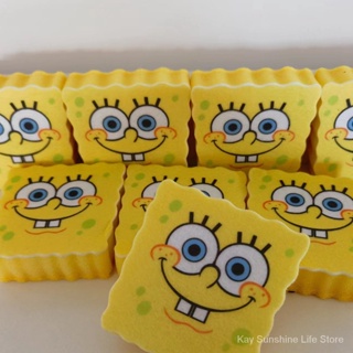 Spongebob ฟองน้ําบ็อบ เมจิก เช็ดจาน ล้างจาน การ์ตูนน่ารัก สองด้าน แปรงทําความสะอาดหม้อ