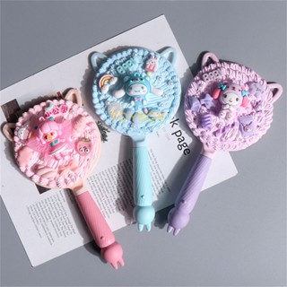 Sanrio กระจกแต่งหน้า แฮนด์เมด DIY ลาย Hello Kitty Cinnamoroll My Melody ของเล่นสําหรับเด็ก