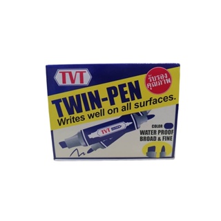 (905) TVT ปากกาเคมี 2 หัว ยกกล่อง 12 ด้าม สีน้ำเงิน
