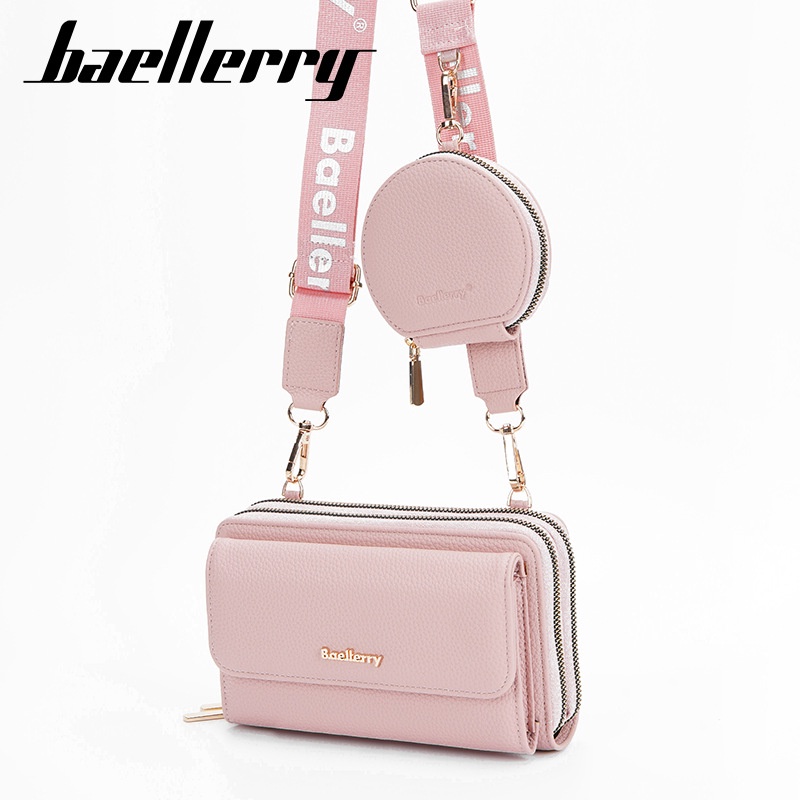 Baellerry's ใหม่ กระเป๋าสะพายไหล่ สะพายข้าง มีซิปคู่ ใส่โทรศัพท์มือถือได้ สําหรั