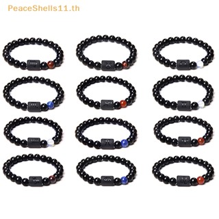 Peaceshells สร้อยข้อมือลูกปัดหินนิลธรรมชาติ 12 กลุ่มดาว สีดํา สําหรับผู้หญิง ผู้ชาย TH