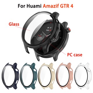 กระจกนิรภัยกันรอยหน้าจอ HD และเคส PC แบบแข็ง สําหรับ Huami Amazfit GTR 4