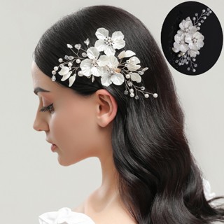 เกาหลีสง่างามเพิร์ลดอกไม้คริสตัลเจ้าสาวผมแต่งงานกิ๊บ Headwear