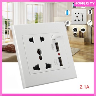 [พร้อม] Universal 2100ma 5v 2 Usb Wall Socket Ac 110-250v Home Wall Charger 2 Ports Usb Outlet Power Charger For Cellphone New