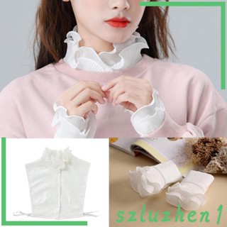 [Szluzhen1] เสื้อเชิ้ต คอปก แต่งระบาย ถอดออกได้ สําหรับผู้หญิง