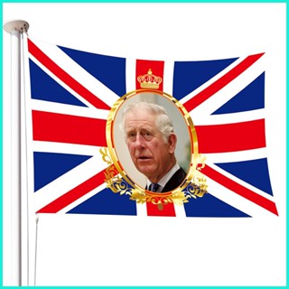 ธงประจําราชา Charles Coronation Flag 5 ฟุต X 3 ฟุต UK Flag King Charles III Our New King To Be Large Flag To Celebrate Kings tongth