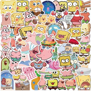 สติกเกอร์ PVC ลายการ์ตูน SpongeBob SquarePants กันน้ํา 60 ชิ้น