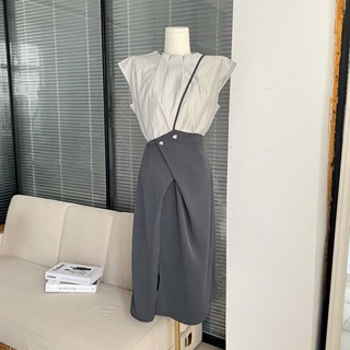 Advanced design of the new fashion suit skirt in the summer of 2023 two sets of one-shoulder halter skirt