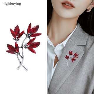 [highbuying] เข็มกลัด รูปดอกไม้ ใบไม้ ประดับพลอยเทียม สีฟ้า สีแดง เครื่องประดับแฟชั่น สําหรับผู้หญิง พร้อมส่ง