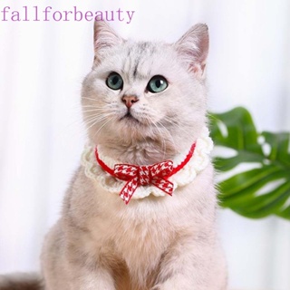 FALLFORBEAUTY ปลอกคอ ผ้าขนหนู ประดับโบว์น่ารัก สําหรับสัตว์เลี้ยง สุนัข แมว