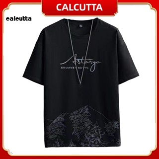 [calcutta] เสื้อยืดแขนสั้น คอกลม แบบนิ่ม ระบายอากาศได้ดี พิมพ์ลายภูเขา แบบแห้งเร็ว เหมาะกับฤดูร้อน สําหรับผู้ชาย